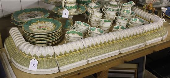 Victorian Majolica 8 section fire curb, possibly Minton, L 115cm(-)